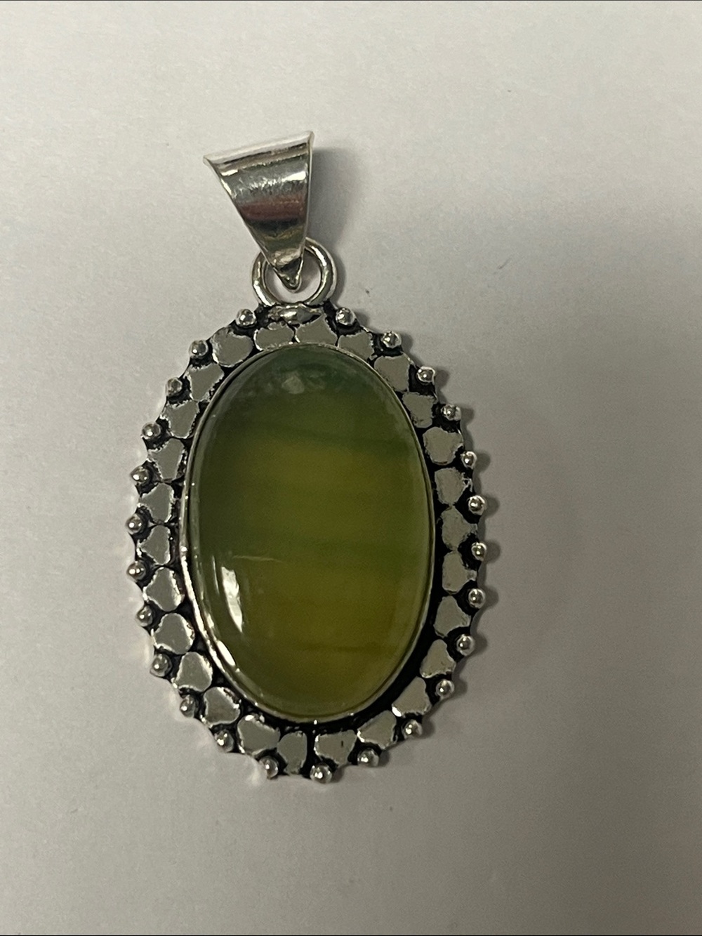 Prehnite pendant Silver-tone Bezel